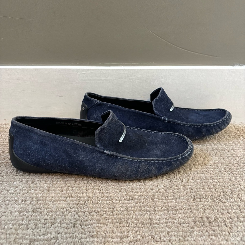 Porsche Design Navy Suede Driving Loafers Men’s US 8.5 Luxury Designer Shoes - Picture 4 of 9